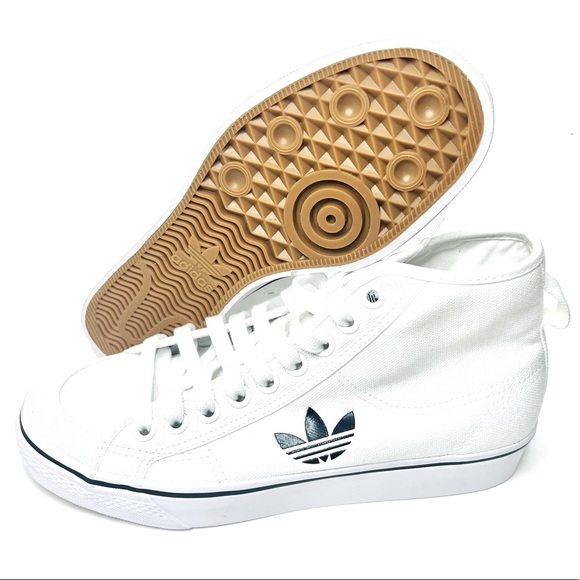 SOLD adidas Originals Nizza Hi Canvas White/Black Shoes Men's Size 8 FW8351 - Picture 6 of 7